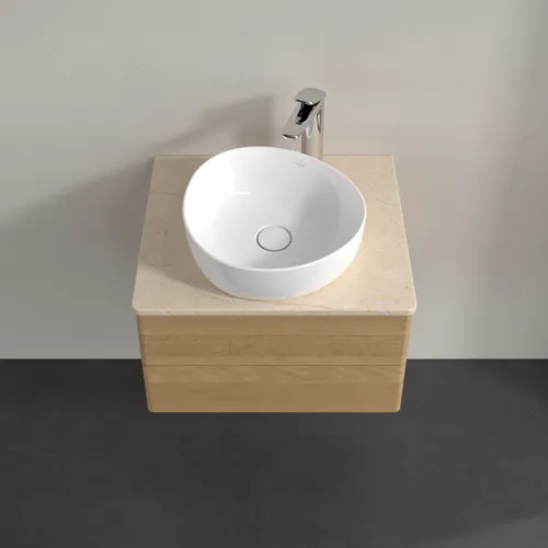 Bild von VILLEROY BOCH Antao Waschbeckenunterschrank, mit Beleuchtung, 2 Auszüge, 600 x 360 x 500 mm, Front ohne Struktur, Honey Oak / Botticino #L18053HN