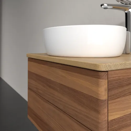 Bild von VILLEROY BOCH Antao Waschbeckenunterschrank, mit Beleuchtung, 2 Auszüge, 600 x 360 x 500 mm, Front ohne Struktur, Warm Walnut / Honey Oak #L18051HM