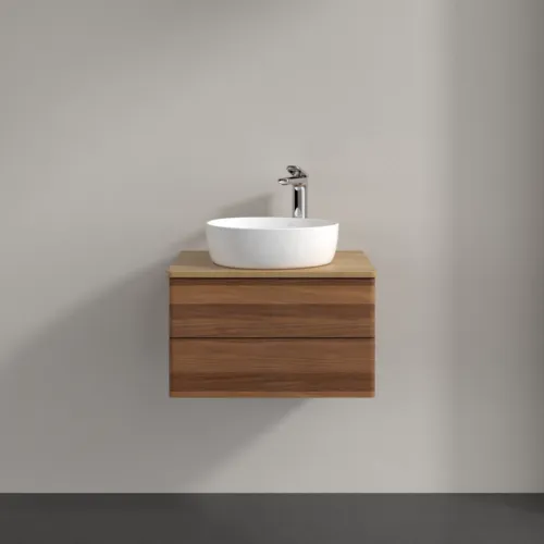 Bild von VILLEROY BOCH Antao Waschbeckenunterschrank, mit Beleuchtung, 2 Auszüge, 600 x 360 x 500 mm, Front ohne Struktur, Warm Walnut / Honey Oak #L18051HM