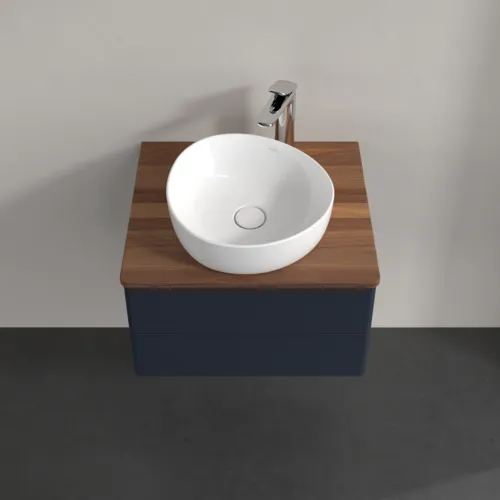 Bild von VILLEROY BOCH Antao Waschbeckenunterschrank, mit Beleuchtung, 2 Auszüge, 600 x 360 x 500 mm, Front ohne Struktur, Midnight Blue Matt Lacquer / Warm Walnut #L18052HG