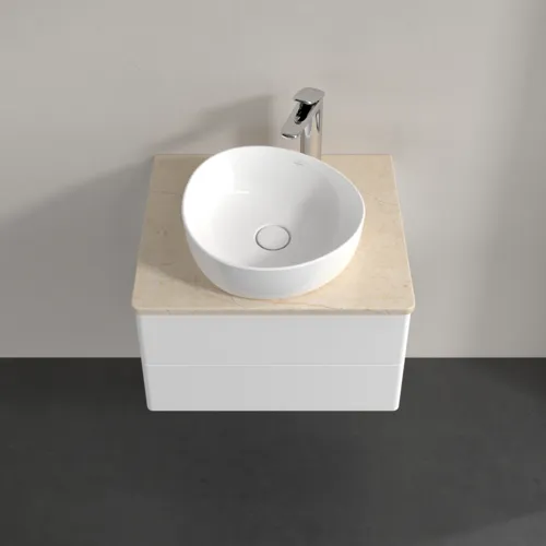 Bild von VILLEROY BOCH Antao Waschbeckenunterschrank, mit Beleuchtung, 2 Auszüge, 600 x 360 x 500 mm, Front ohne Struktur, White Matt Lacquer / Botticino #L18053MT