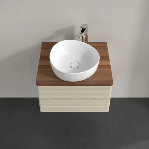 Bild von VILLEROY BOCH Antao Waschbeckenunterschrank, mit Beleuchtung, 2 Auszüge, 600 x 360 x 500 mm, Front mit Struktur, Silk Grey Matt Lacquer / Warm Walnut #L18152HJ