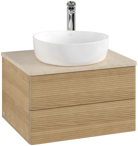 Obrázek VILLEROY BOCH Antao Vanity unit, with lighting, 2 pull-out compartments, 600 x 360 x 500 mm, Front with grain texture, Honey Oak / Botticino #L18153HN