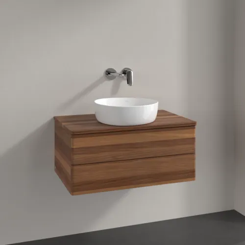 Bild von VILLEROY BOCH Antao Waschbeckenunterschrank, mit Beleuchtung, 2 Auszüge, 800 x 360 x 500 mm, Front ohne Struktur, Warm Walnut / Warm Walnut #L19012HM