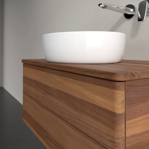 Bild von VILLEROY BOCH Antao Waschbeckenunterschrank, mit Beleuchtung, 2 Auszüge, 800 x 360 x 500 mm, Front ohne Struktur, Warm Walnut / Warm Walnut #L19012HM
