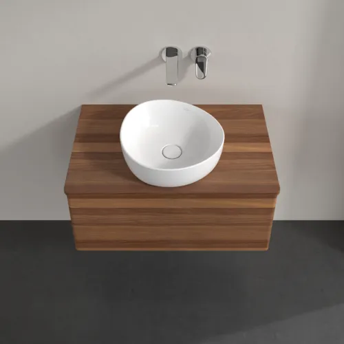 Bild von VILLEROY BOCH Antao Waschbeckenunterschrank, mit Beleuchtung, 2 Auszüge, 800 x 360 x 500 mm, Front ohne Struktur, Warm Walnut / Warm Walnut #L19012HM