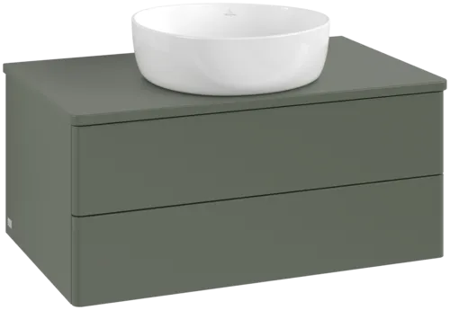 Obrázek VILLEROY BOCH Antao Vanity unit, with lighting, 2 pull-out compartments, 800 x 360 x 500 mm, Front without structure, Leaf Green Matt Lacquer / Leaf Green Matt Lacquer #L19010HL