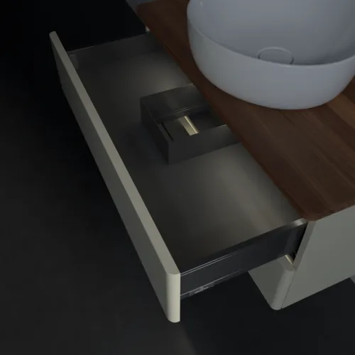 Bild von VILLEROY BOCH Antao Waschbeckenunterschrank, mit Beleuchtung, 2 Auszüge, 800 x 360 x 500 mm, Front ohne Struktur, Silk Grey Matt Lacquer / Warm Walnut #L19012HJ