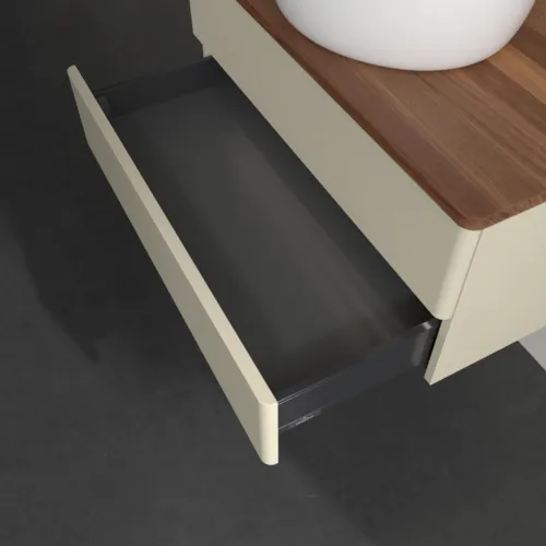 Bild von VILLEROY BOCH Antao Waschbeckenunterschrank, mit Beleuchtung, 2 Auszüge, 800 x 360 x 500 mm, Front ohne Struktur, Silk Grey Matt Lacquer / Warm Walnut #L19012HJ