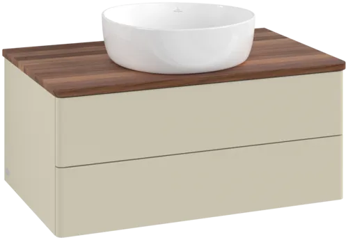 Obrázek VILLEROY BOCH Antao Vanity unit, with lighting, 2 pull-out compartments, 800 x 360 x 500 mm, Front without structure, Silk Grey Matt Lacquer / Warm Walnut #L19012HJ