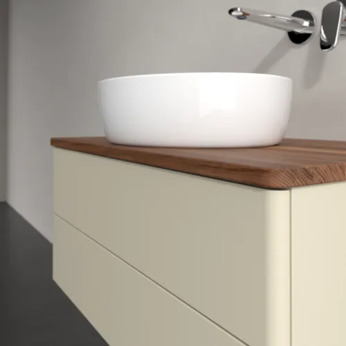 Bild von VILLEROY BOCH Antao Waschbeckenunterschrank, mit Beleuchtung, 2 Auszüge, 800 x 360 x 500 mm, Front ohne Struktur, Silk Grey Matt Lacquer / Warm Walnut #L19012HJ