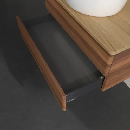 Bild von VILLEROY BOCH Antao Waschbeckenunterschrank, mit Beleuchtung, 2 Auszüge, 800 x 360 x 500 mm, Front ohne Struktur, Warm Walnut / Honey Oak #L19011HM