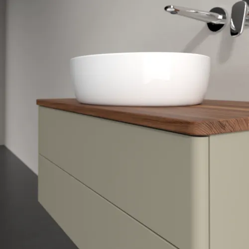 Bild von VILLEROY BOCH Antao Waschbeckenunterschrank, mit Beleuchtung, 2 Auszüge, 800 x 360 x 500 mm, Front ohne Struktur, Stone Grey Matt Lacquer / Warm Walnut #L19012HK