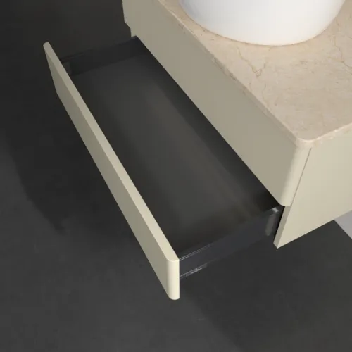 Bild von VILLEROY BOCH Antao Waschbeckenunterschrank, mit Beleuchtung, 2 Auszüge, 800 x 360 x 500 mm, Front ohne Struktur, Silk Grey Matt Lacquer / Botticino #L19013HJ
