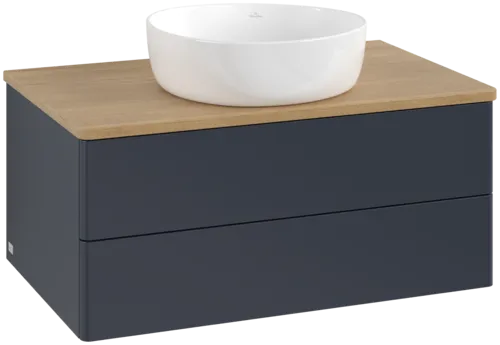 Obrázek VILLEROY BOCH Antao Vanity unit, with lighting, 2 pull-out compartments, 800 x 360 x 500 mm, Front without structure, Midnight Blue Matt Lacquer / Honey Oak #L19011HG
