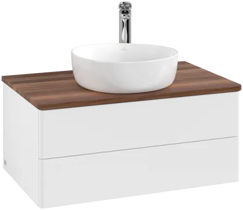 Obrázek VILLEROY BOCH Antao Vanity unit, with lighting, 2 pull-out compartments, 800 x 360 x 500 mm, Front without structure, White Matt Lacquer / Warm Walnut #L19052MT