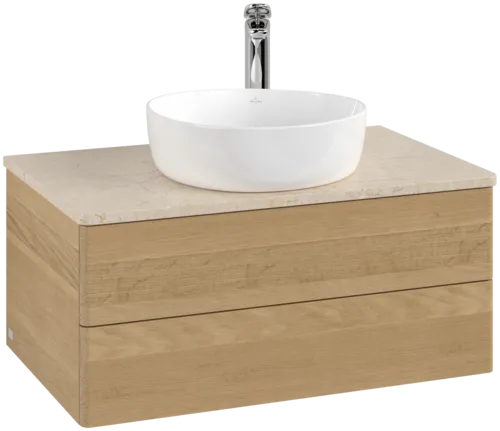 Obrázek VILLEROY BOCH Antao Vanity unit, with lighting, 2 pull-out compartments, 800 x 360 x 500 mm, Front without structure, Honey Oak / Botticino #L19053HN