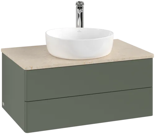 Obrázek VILLEROY BOCH Antao Vanity unit, with lighting, 2 pull-out compartments, 800 x 360 x 500 mm, Front without structure, Leaf Green Matt Lacquer / Botticino #L19053HL