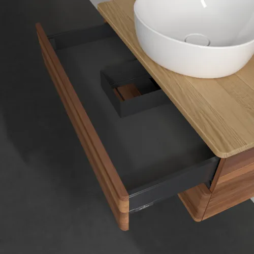 Bild von VILLEROY BOCH Antao Waschbeckenunterschrank, mit Beleuchtung, 2 Auszüge, 800 x 360 x 500 mm, Front ohne Struktur, Warm Walnut / Honey Oak #L19051HM