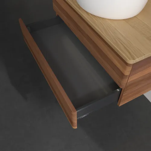 Bild von VILLEROY BOCH Antao Waschbeckenunterschrank, mit Beleuchtung, 2 Auszüge, 800 x 360 x 500 mm, Front ohne Struktur, Warm Walnut / Honey Oak #L19051HM