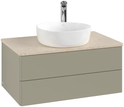 Obrázek VILLEROY BOCH Antao Vanity unit, with lighting, 2 pull-out compartments, 800 x 360 x 500 mm, Front without structure, Stone Grey Matt Lacquer / Botticino #L19053HK