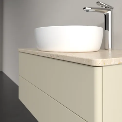 Bild von VILLEROY BOCH Antao Waschbeckenunterschrank, mit Beleuchtung, 2 Auszüge, 800 x 360 x 500 mm, Front ohne Struktur, Silk Grey Matt Lacquer / Botticino #L19053HJ