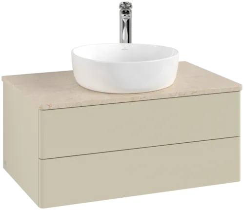 Obrázek VILLEROY BOCH Antao Vanity unit, with lighting, 2 pull-out compartments, 800 x 360 x 500 mm, Front without structure, Silk Grey Matt Lacquer / Botticino #L19053HJ
