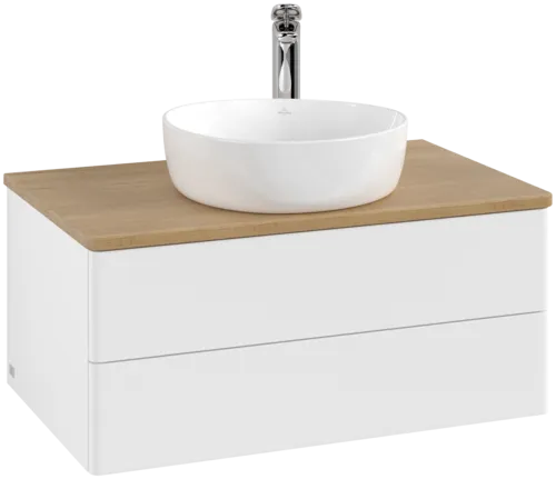 Obrázek VILLEROY BOCH Antao Vanity unit, with lighting, 2 pull-out compartments, 800 x 360 x 500 mm, Front without structure, White Matt Lacquer / Honey Oak #L19051MT