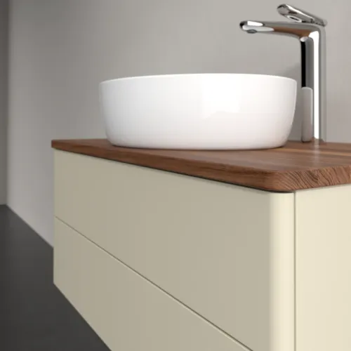 Bild von VILLEROY BOCH Antao Waschbeckenunterschrank, mit Beleuchtung, 2 Auszüge, 800 x 360 x 500 mm, Front ohne Struktur, Silk Grey Matt Lacquer / Warm Walnut #L19052HJ