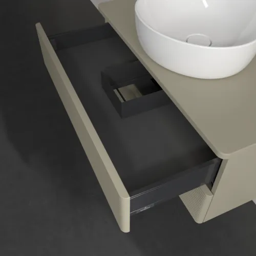Bild von VILLEROY BOCH Antao Waschbeckenunterschrank, mit Beleuchtung, 2 Auszüge, 800 x 360 x 500 mm, Front mit Struktur, Stone Grey Matt Lacquer / Stone Grey Matt Lacquer #L19110HK