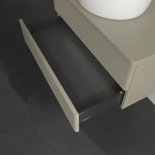 Bild von VILLEROY BOCH Antao Waschbeckenunterschrank, mit Beleuchtung, 2 Auszüge, 800 x 360 x 500 mm, Front mit Struktur, Stone Grey Matt Lacquer / Stone Grey Matt Lacquer #L19110HK