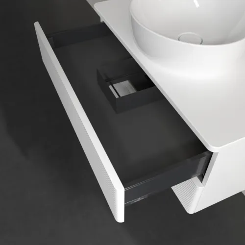 Bild von VILLEROY BOCH Antao Waschbeckenunterschrank, mit Beleuchtung, 2 Auszüge, 800 x 360 x 500 mm, Front mit Struktur, White Matt Lacquer / White Matt Lacquer #L19110MT