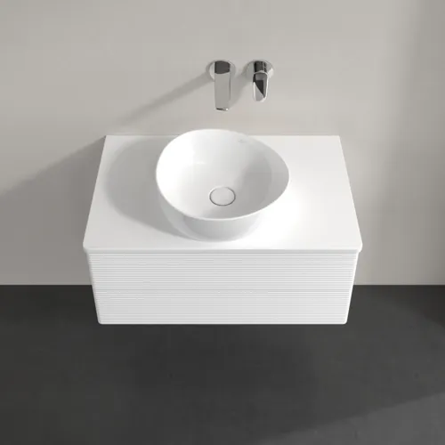 Bild von VILLEROY BOCH Antao Waschbeckenunterschrank, mit Beleuchtung, 2 Auszüge, 800 x 360 x 500 mm, Front mit Struktur, White Matt Lacquer / White Matt Lacquer #L19110MT