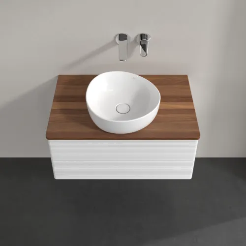 Bild von VILLEROY BOCH Antao Waschbeckenunterschrank, mit Beleuchtung, 2 Auszüge, 800 x 360 x 500 mm, Front mit Struktur, Glossy White Lacquer / Warm Walnut #L19112GF