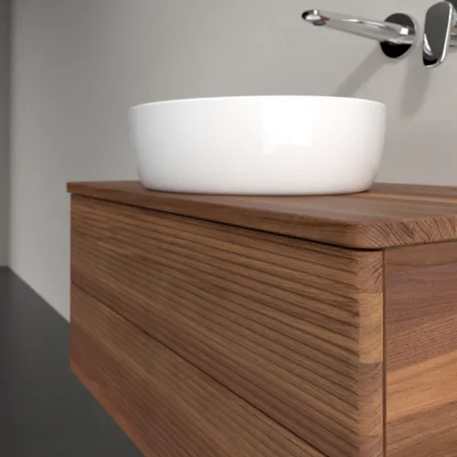 Bild von VILLEROY BOCH Antao Waschbeckenunterschrank, mit Beleuchtung, 2 Auszüge, 800 x 360 x 500 mm, Front mit Struktur, Warm Walnut / Warm Walnut #L19112HM