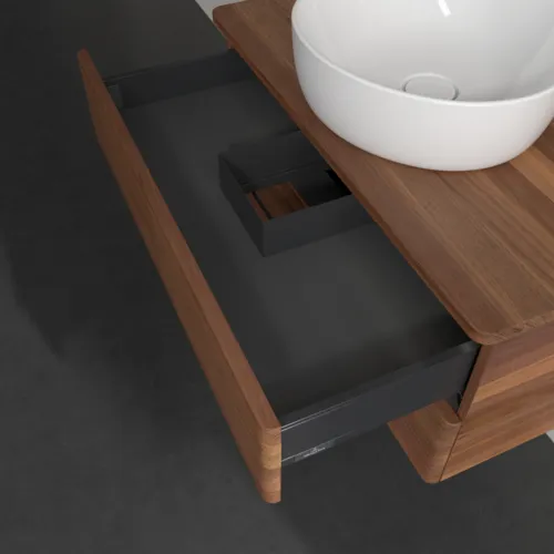 Bild von VILLEROY BOCH Antao Waschbeckenunterschrank, mit Beleuchtung, 2 Auszüge, 800 x 360 x 500 mm, Front mit Struktur, Warm Walnut / Warm Walnut #L19112HM