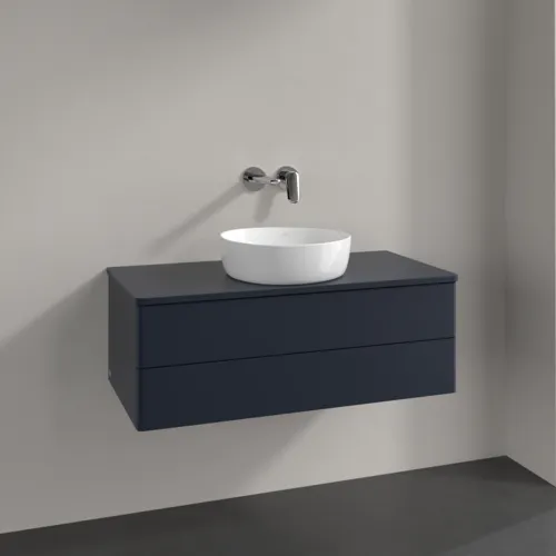 Bild von VILLEROY BOCH Antao Waschbeckenunterschrank, mit Beleuchtung, 2 Auszüge, 1000 x 360 x 500 mm, Front ohne Struktur, Midnight Blue Matt Lacquer / Midnight Blue Matt Lacquer #L20010HG