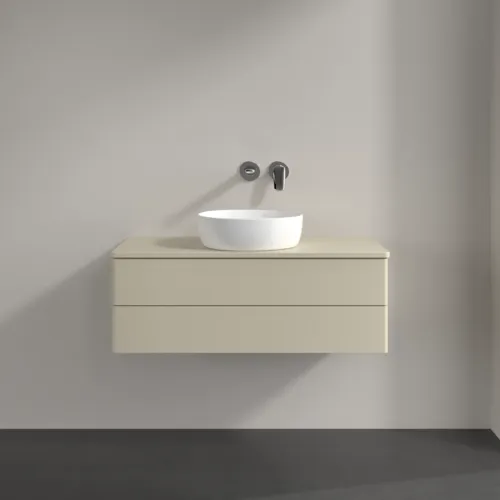Bild von VILLEROY BOCH Antao Waschbeckenunterschrank, mit Beleuchtung, 2 Auszüge, 1000 x 360 x 500 mm, Front ohne Struktur, Silk Grey Matt Lacquer / Silk Grey Matt Lacquer #L20010HJ