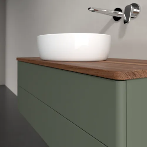 Bild von VILLEROY BOCH Antao Waschbeckenunterschrank, mit Beleuchtung, 2 Auszüge, 1000 x 360 x 500 mm, Front ohne Struktur, Leaf Green Matt Lacquer / Warm Walnut #L20012HL