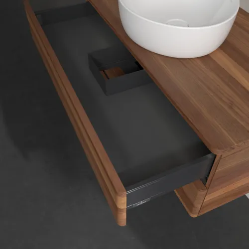 Bild von VILLEROY BOCH Antao Waschbeckenunterschrank, mit Beleuchtung, 2 Auszüge, 1000 x 360 x 500 mm, Front ohne Struktur, Warm Walnut / Warm Walnut #L20012HM
