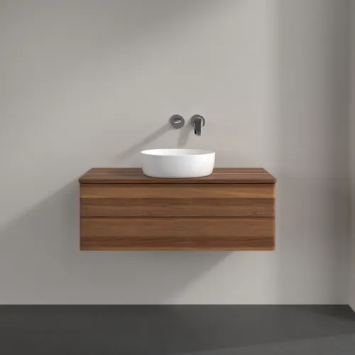 Bild von VILLEROY BOCH Antao Waschbeckenunterschrank, mit Beleuchtung, 2 Auszüge, 1000 x 360 x 500 mm, Front ohne Struktur, Warm Walnut / Warm Walnut #L20012HM
