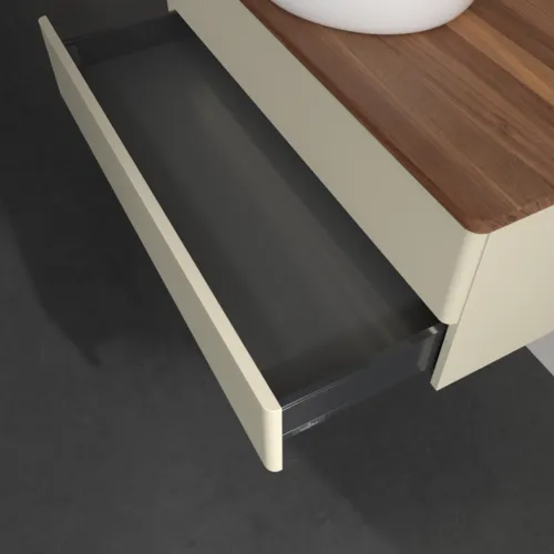 Bild von VILLEROY BOCH Antao Waschbeckenunterschrank, mit Beleuchtung, 2 Auszüge, 1000 x 360 x 500 mm, Front ohne Struktur, Silk Grey Matt Lacquer / Warm Walnut #L20012HJ