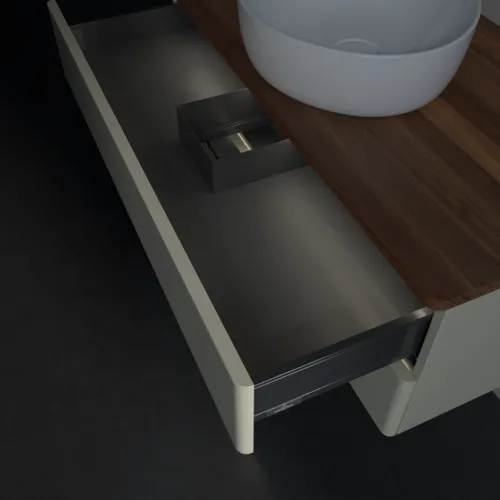 Bild von VILLEROY BOCH Antao Waschbeckenunterschrank, mit Beleuchtung, 2 Auszüge, 1000 x 360 x 500 mm, Front ohne Struktur, Silk Grey Matt Lacquer / Warm Walnut #L20012HJ