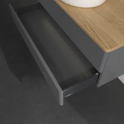 VILLEROY BOCH Antao Waschbeckenunterschrank, mit Beleuchtung, 2 Auszüge, 1000 x 360 x 500 mm, Front ohne Struktur, Anthracite Matt Lacquer / Honey Oak #L20011GK, Bild 6