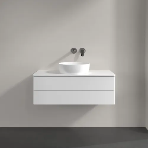 Bild von VILLEROY BOCH Antao Waschbeckenunterschrank, mit Beleuchtung, 2 Auszüge, 1000 x 360 x 500 mm, Front ohne Struktur, White Matt Lacquer / White Matt Lacquer #L20010MT