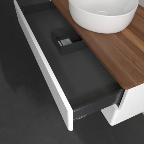 Bild von VILLEROY BOCH Antao Waschbeckenunterschrank, mit Beleuchtung, 2 Auszüge, 1000 x 360 x 500 mm, Front ohne Struktur, White Matt Lacquer / Warm Walnut #L20012MT