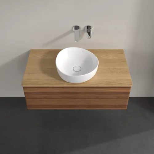 Bild von VILLEROY BOCH Antao Waschbeckenunterschrank, mit Beleuchtung, 2 Auszüge, 1000 x 360 x 500 mm, Front ohne Struktur, Warm Walnut / Honey Oak #L20011HM
