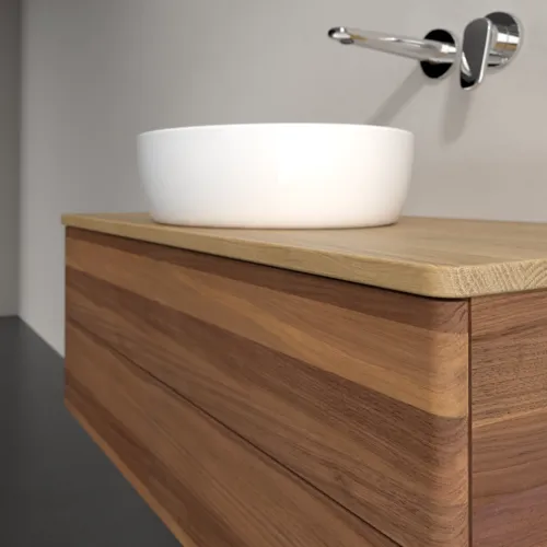 Bild von VILLEROY BOCH Antao Waschbeckenunterschrank, mit Beleuchtung, 2 Auszüge, 1000 x 360 x 500 mm, Front ohne Struktur, Warm Walnut / Honey Oak #L20011HM
