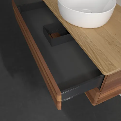 Bild von VILLEROY BOCH Antao Waschbeckenunterschrank, mit Beleuchtung, 2 Auszüge, 1000 x 360 x 500 mm, Front ohne Struktur, Warm Walnut / Honey Oak #L20011HM