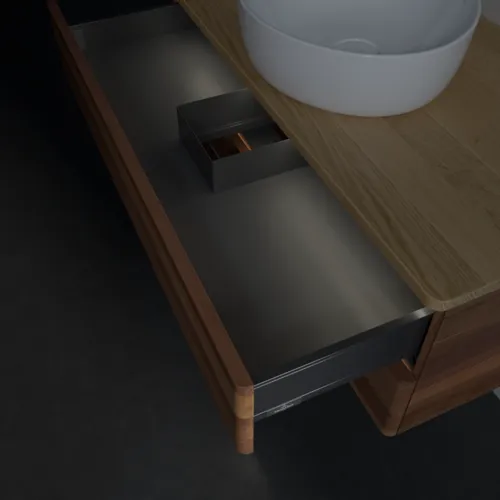 Bild von VILLEROY BOCH Antao Waschbeckenunterschrank, mit Beleuchtung, 2 Auszüge, 1000 x 360 x 500 mm, Front ohne Struktur, Warm Walnut / Honey Oak #L20011HM